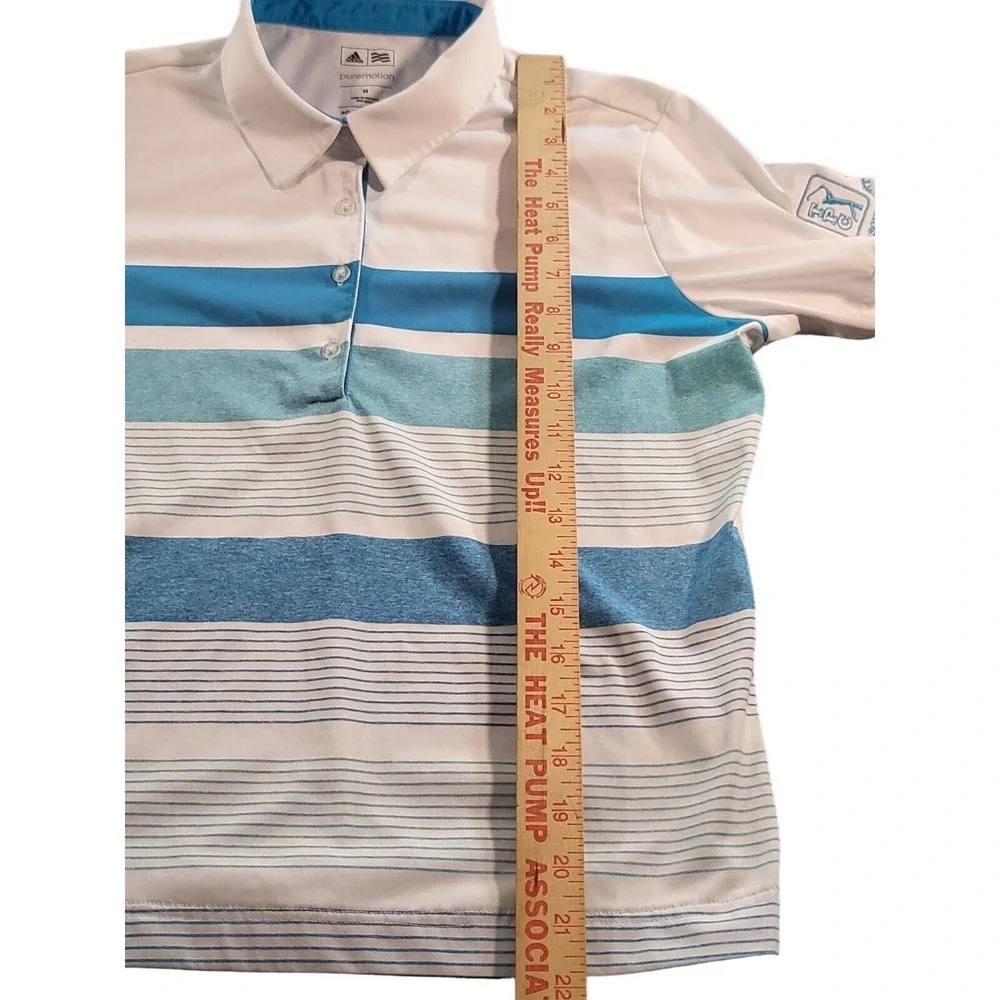 Adidas Pure Motion Polo Shirt Womens Size M Striped TPC Four Seasons Resort Golf